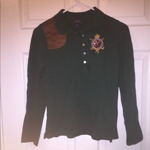 Green long sleeve polo top